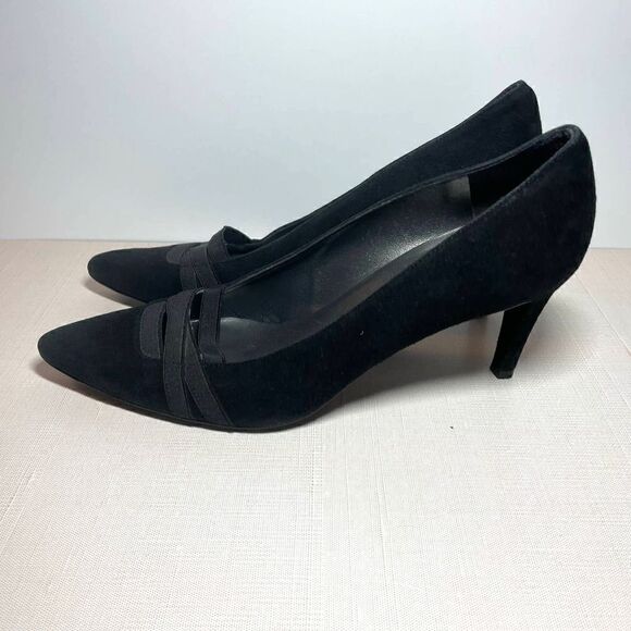 Stuart Weitzman Black Suede Pumps Pointed Toe Heels Stiletto Womens Size 9.5 - Picture 3 of 6